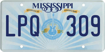 MS license plate LPQ309