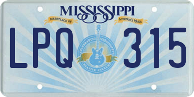 MS license plate LPQ315
