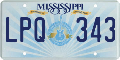 MS license plate LPQ343