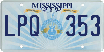 MS license plate LPQ353