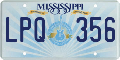 MS license plate LPQ356