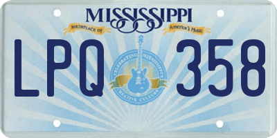 MS license plate LPQ358