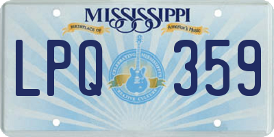 MS license plate LPQ359