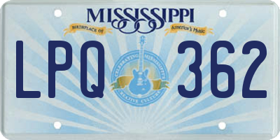 MS license plate LPQ362