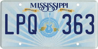 MS license plate LPQ363