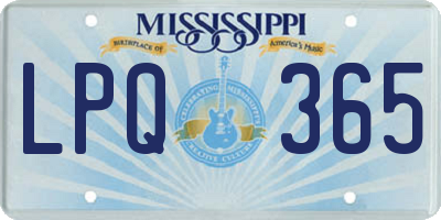 MS license plate LPQ365
