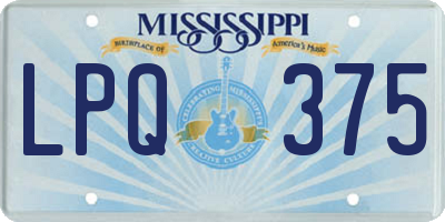 MS license plate LPQ375