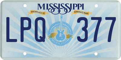 MS license plate LPQ377