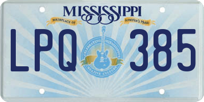 MS license plate LPQ385