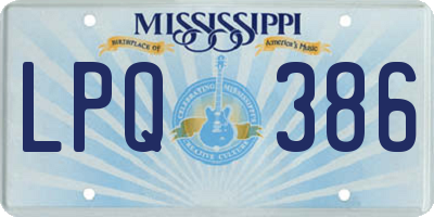 MS license plate LPQ386