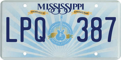 MS license plate LPQ387