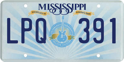 MS license plate LPQ391