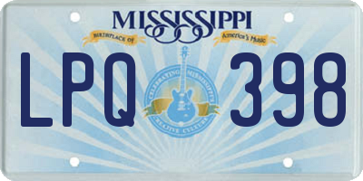 MS license plate LPQ398