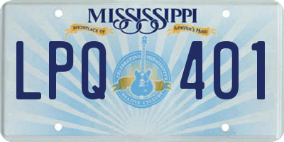 MS license plate LPQ401