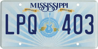 MS license plate LPQ403
