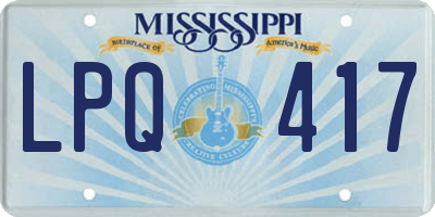 MS license plate LPQ417