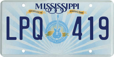 MS license plate LPQ419
