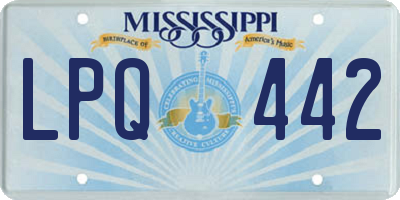 MS license plate LPQ442