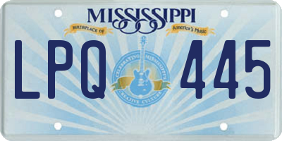 MS license plate LPQ445