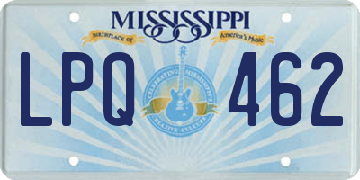 MS license plate LPQ462