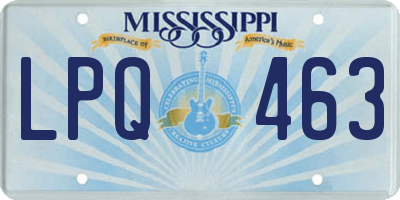 MS license plate LPQ463