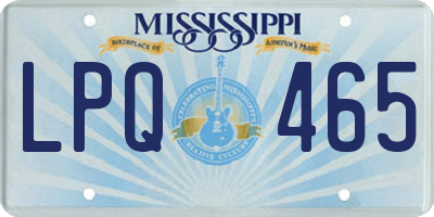 MS license plate LPQ465