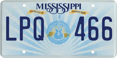 MS license plate LPQ466