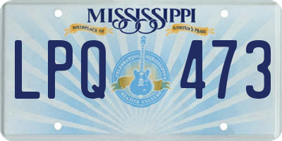 MS license plate LPQ473