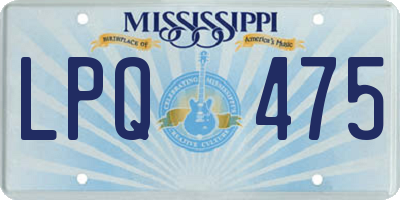 MS license plate LPQ475