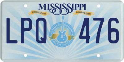 MS license plate LPQ476