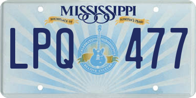 MS license plate LPQ477