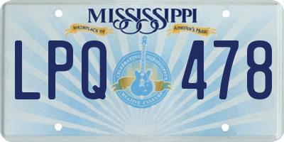 MS license plate LPQ478
