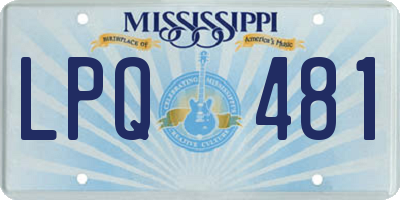 MS license plate LPQ481