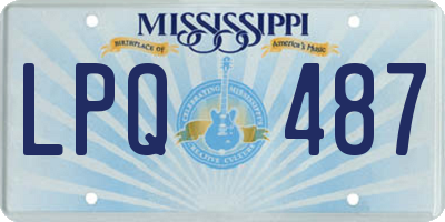 MS license plate LPQ487
