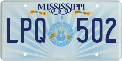 MS license plate LPQ502