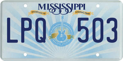 MS license plate LPQ503
