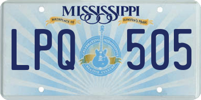 MS license plate LPQ505