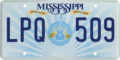 MS license plate LPQ509