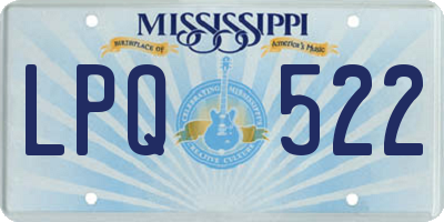 MS license plate LPQ522