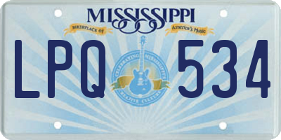 MS license plate LPQ534