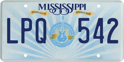 MS license plate LPQ542