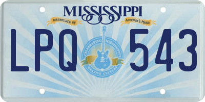 MS license plate LPQ543