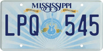 MS license plate LPQ545