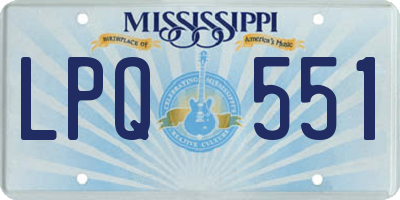 MS license plate LPQ551
