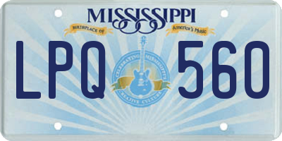 MS license plate LPQ560