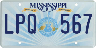 MS license plate LPQ567