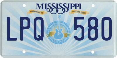 MS license plate LPQ580