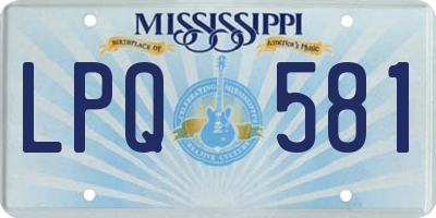 MS license plate LPQ581