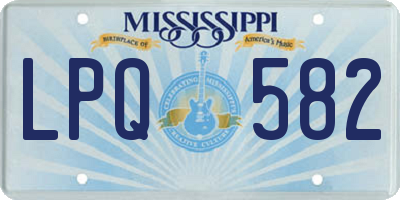MS license plate LPQ582