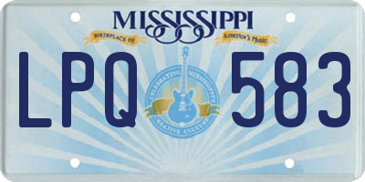 MS license plate LPQ583